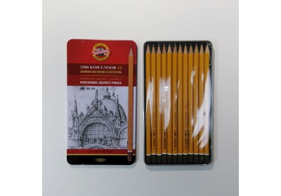 Набор чернографитных карандашей 12шт Koh-I-Noor 2H-8B, жестяная коробка
